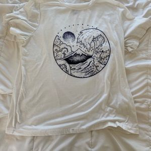 Shein Waves Grafic Tee White